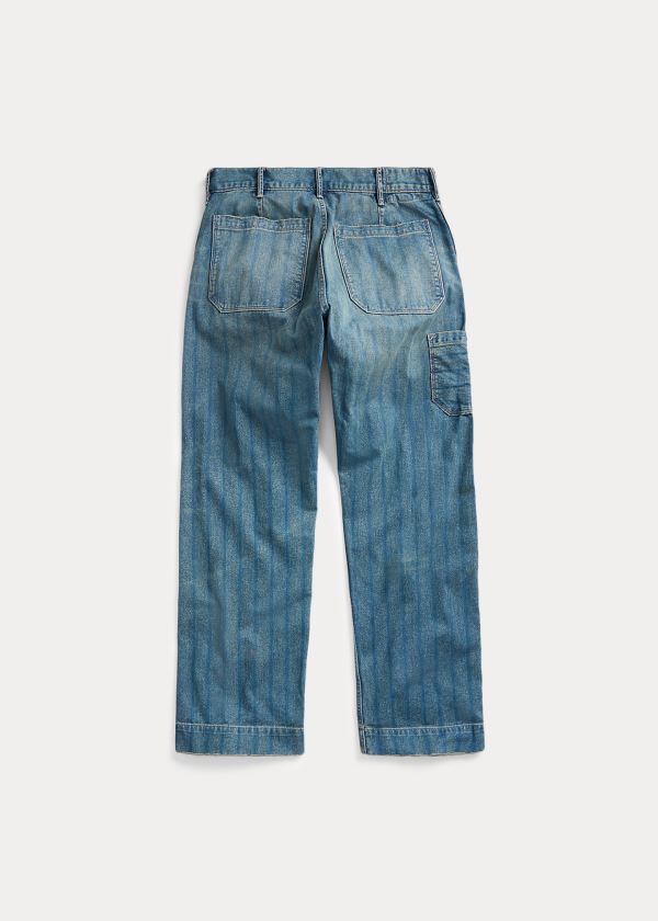 Jeansy Ralph Lauren Indigo Cotton Twill Work Pant Męskie Indygo | HKME7137