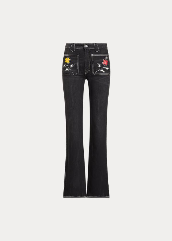 Jeansy Ralph Lauren Jenn Flare Jean Damskie Czarne | MVSC9795