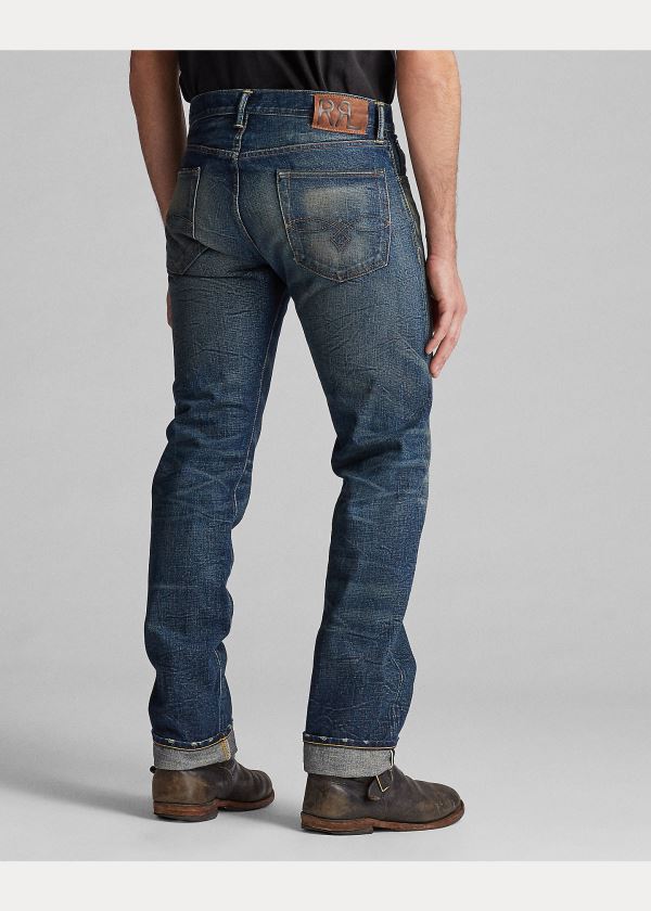 Jeansy Ralph Lauren Low Straight Selvedge Jean Męskie Niebieskie Niebieskie | RVXX4419