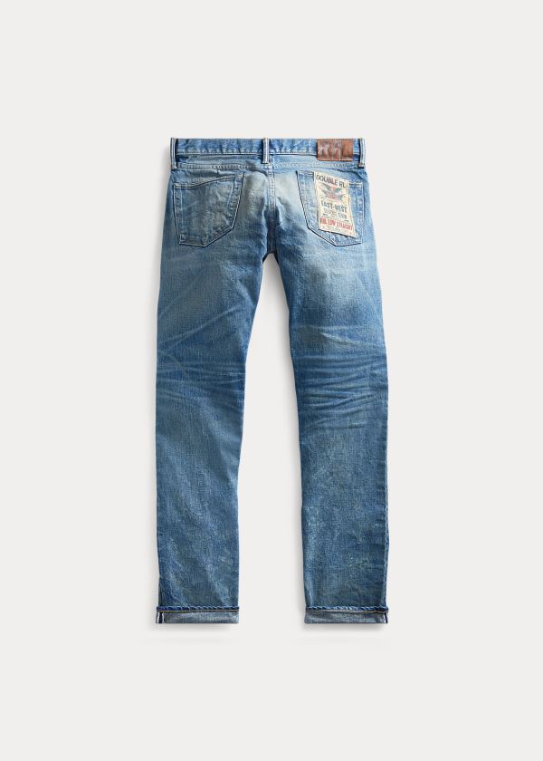 Jeansy Ralph Lauren Low Straight Selvedge Jean Męskie Niebieskie Niebieskie | IZHV9139