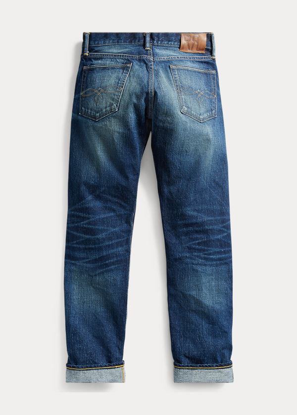 Jeansy Ralph Lauren Low Straight Selvedge Jean Męskie Niebieskie Niebieskie | ABDE3092