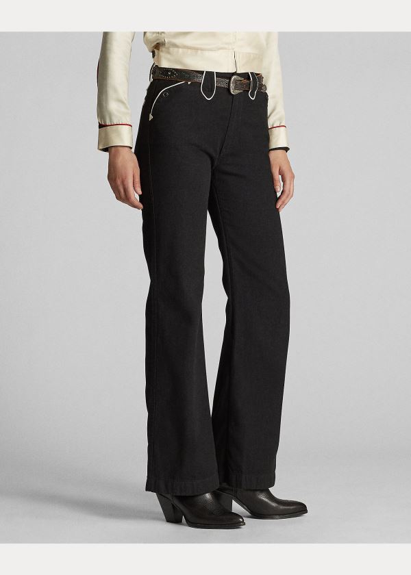 Jeansy Ralph Lauren Mid-Rise Flare Western Pant Damskie Czarne | DGUJ5844