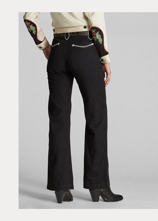 Jeansy Ralph Lauren Mid-Rise Flare Western Pant Damskie Czarne | DGUJ5844