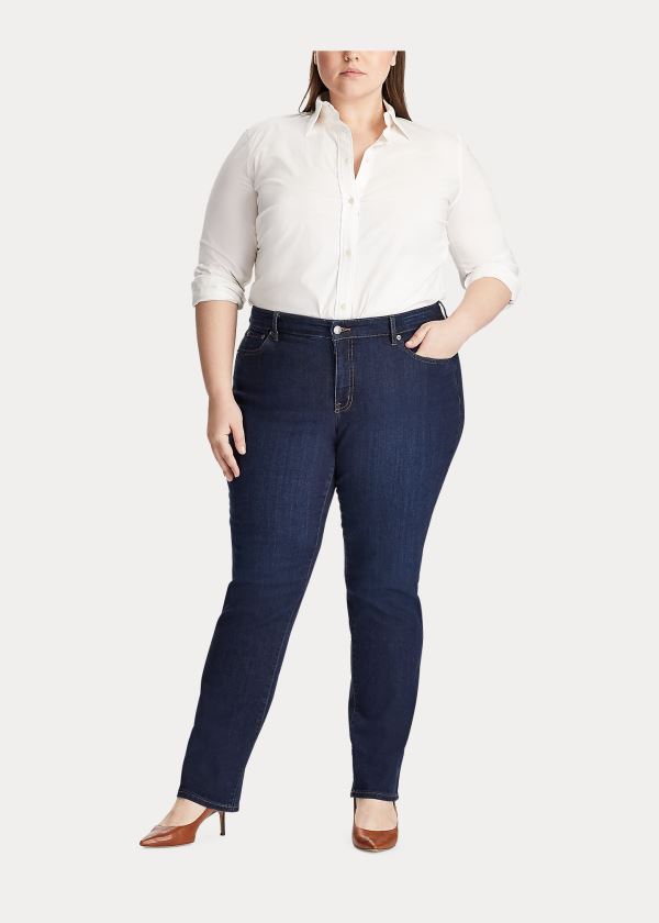 Jeansy Ralph Lauren Modern Straight Curvy Jean Damskie Jasny Królewski Niebieski Niebieskie | RCAX8748