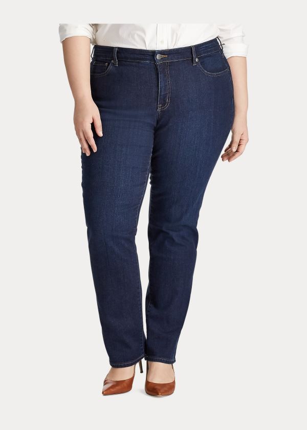 Jeansy Ralph Lauren Modern Straight Curvy Jean Damskie Jasny Królewski Niebieski Niebieskie | RCAX8748