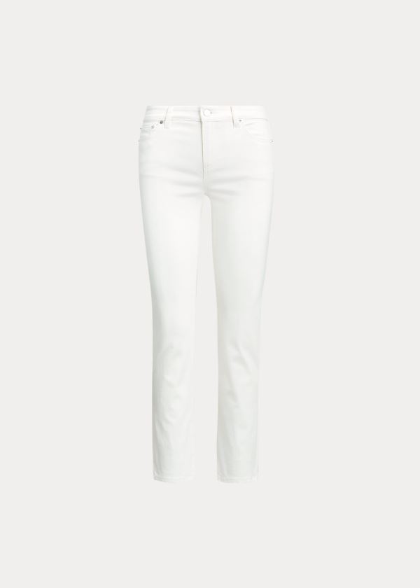 Jeansy Ralph Lauren Premier Straight Ankle Jean Damskie Białe Niebieskie | OWUV2715