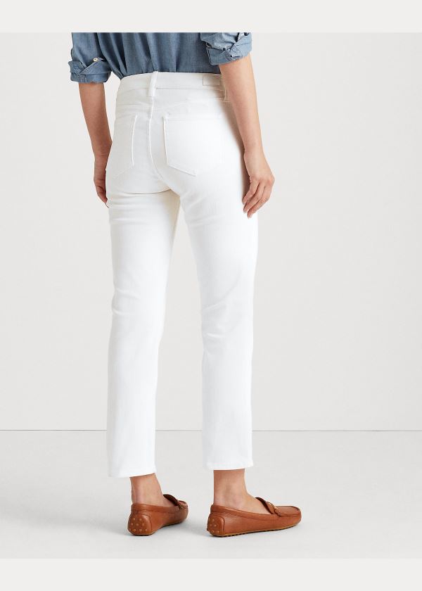 Jeansy Ralph Lauren Premier Straight Ankle Jean Damskie Białe Niebieskie | OWUV2715