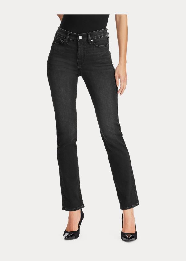 Jeansy Ralph Lauren Premier Straight Curvy Jean Damskie Czarne Niebieskie | VFBO4750