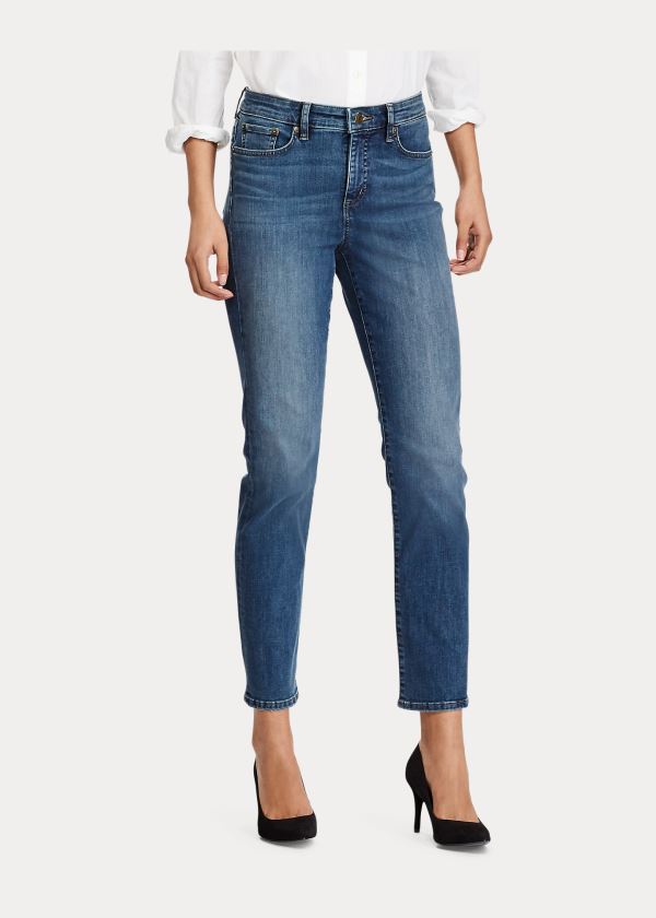 Jeansy Ralph Lauren Premier Straight Curvy Jean Damskie Niebieskie Niebieskie | SKVD4272