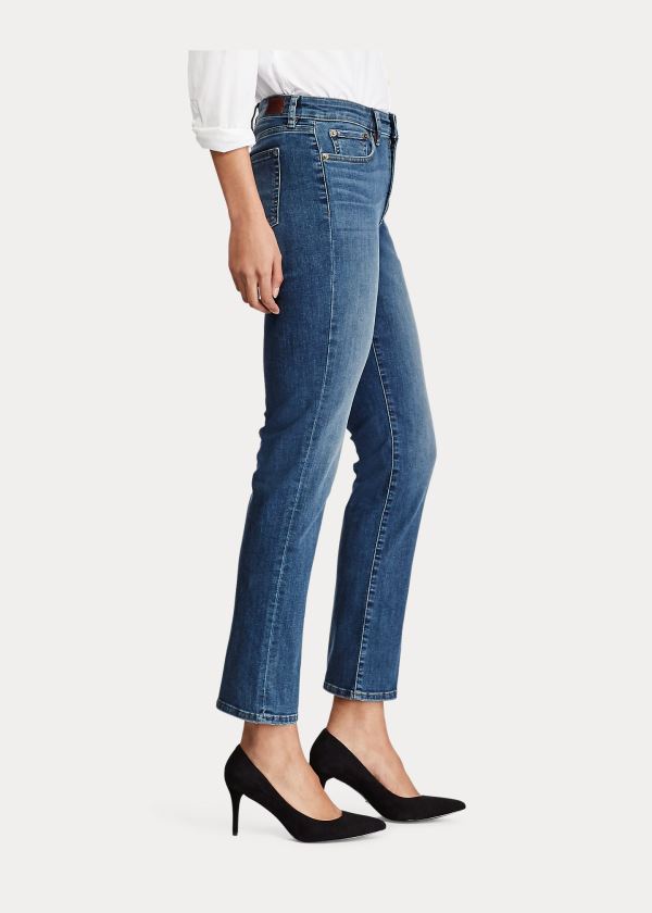 Jeansy Ralph Lauren Premier Straight Curvy Jean Damskie Niebieskie Niebieskie | SKVD4272