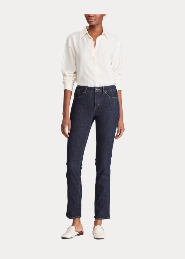 Jeansy Ralph Lauren Premier Straight Curvy Jean Damskie Granatowe Niebieskie | QTSL8651