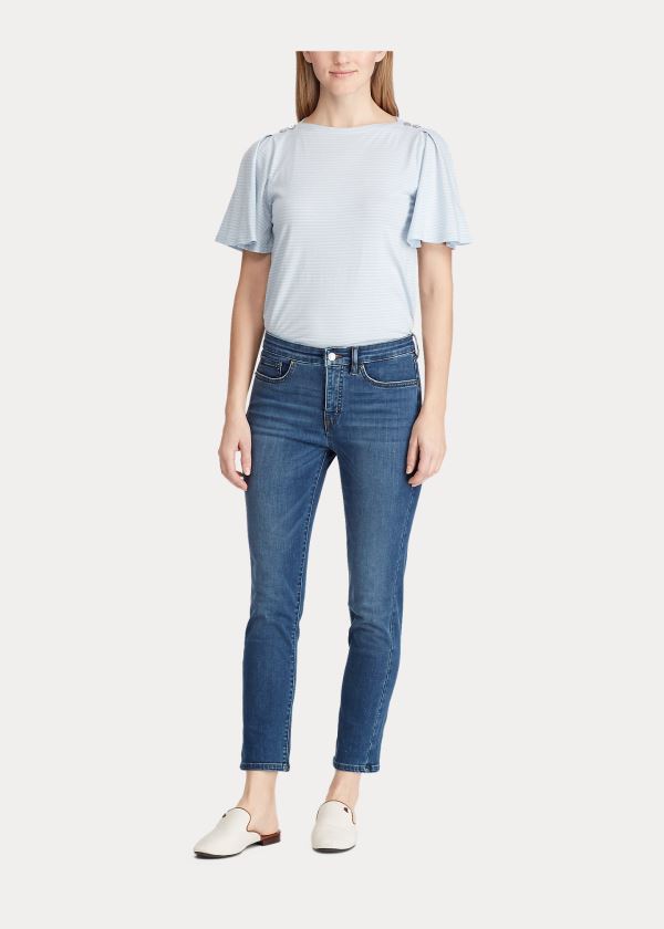 Jeansy Ralph Lauren Premier Straight Curvy Jean Damskie Niebieskie Niebieskie | HIAC1492