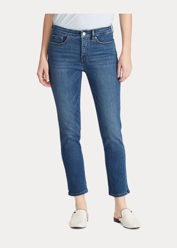 Jeansy Ralph Lauren Premier Straight Curvy Jean Damskie Niebieskie Niebieskie | HIAC1492