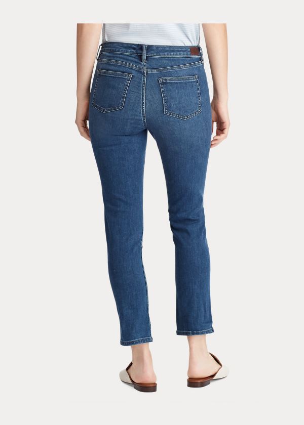 Jeansy Ralph Lauren Premier Straight Curvy Jean Damskie Niebieskie Niebieskie | HIAC1492