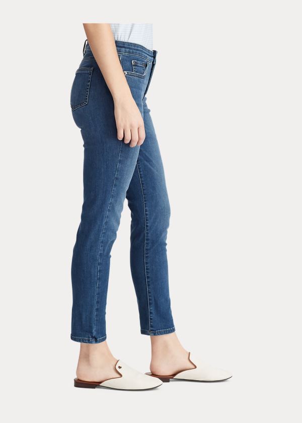 Jeansy Ralph Lauren Premier Straight Curvy Jean Damskie Niebieskie Niebieskie | HIAC1492