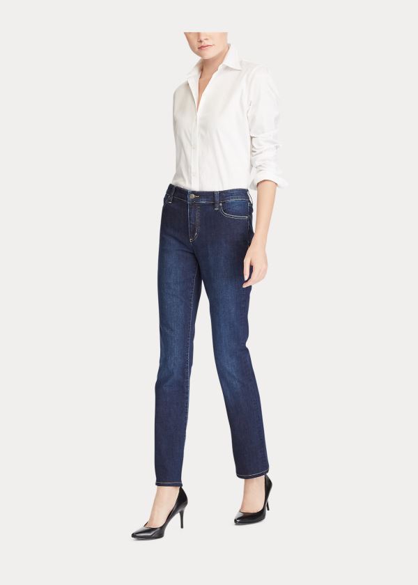 Jeansy Ralph Lauren Premier Straight Jean Damskie Niebieskie Niebieskie | OUYA5743