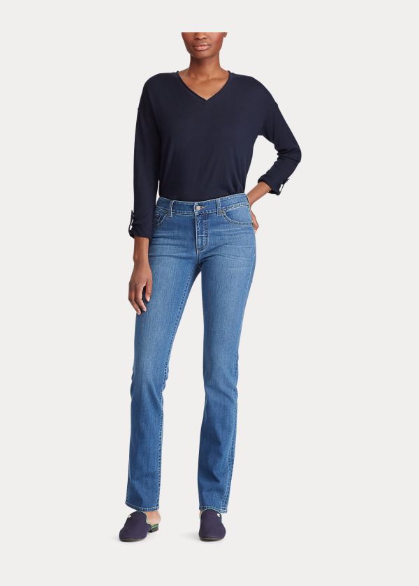 Jeansy Ralph Lauren Premier Straight Jean Damskie Niebieskie | KKWP8801