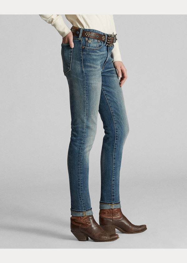 Jeansy Ralph Lauren Skinny Stretch Jean Damskie Niebieskie Niebieskie | VTJR9696