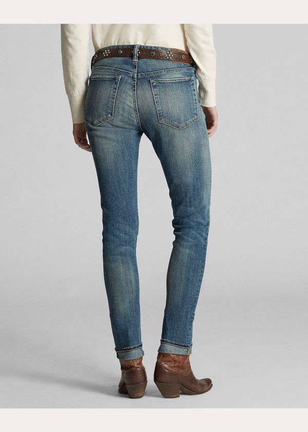 Jeansy Ralph Lauren Skinny Stretch Jean Damskie Niebieskie Niebieskie | VTJR9696