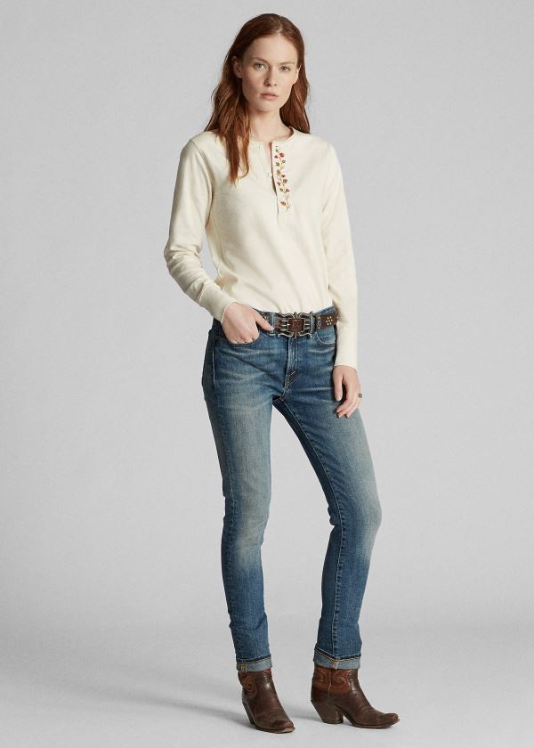 Jeansy Ralph Lauren Skinny Stretch Jean Damskie Niebieskie Niebieskie | VTJR9696