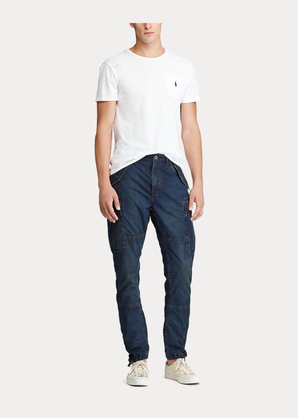 Jeansy Ralph Lauren Slim Fit Denim Cargo Pant Męskie Ciemny Niebieskie | MGJI7477