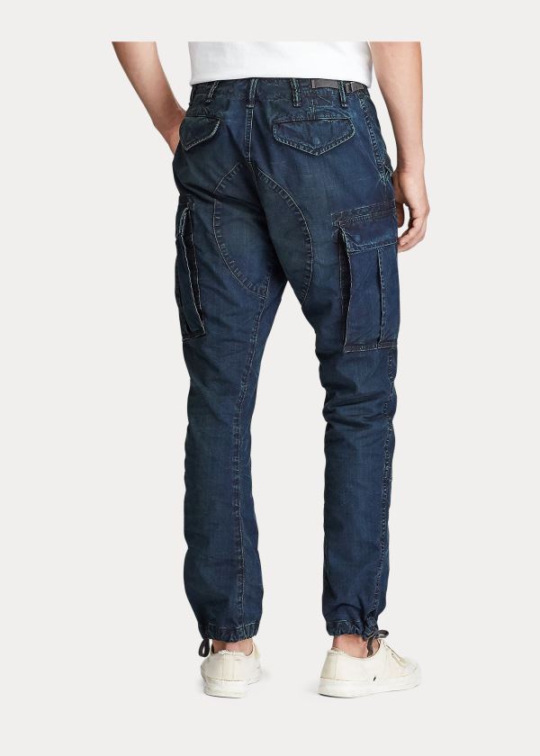 Jeansy Ralph Lauren Slim Fit Denim Cargo Pant Męskie Ciemny Niebieskie | MGJI7477