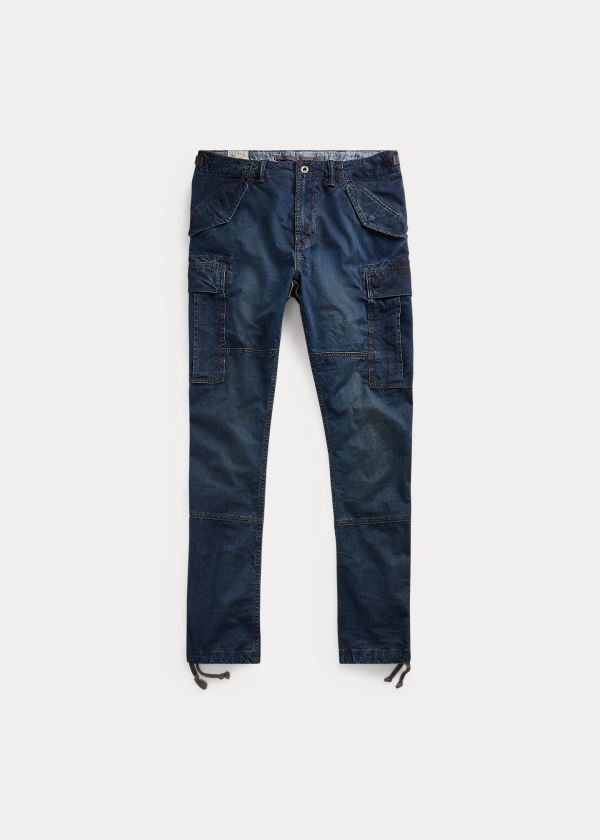 Jeansy Ralph Lauren Slim Fit Denim Cargo Pant Męskie Ciemny Niebieskie | MGJI7477