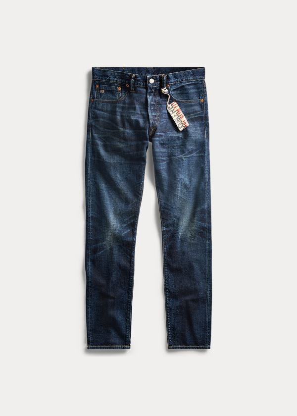 Jeansy Ralph Lauren Slim Fit Selvedge Jean Męskie Niebieskie Niebieskie | RQKK3120