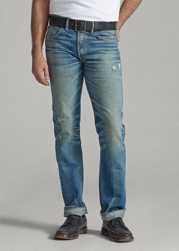 Jeansy Ralph Lauren Slim Fit Selvedge Jean Męskie Niebieskie Niebieskie | LXEQ5491