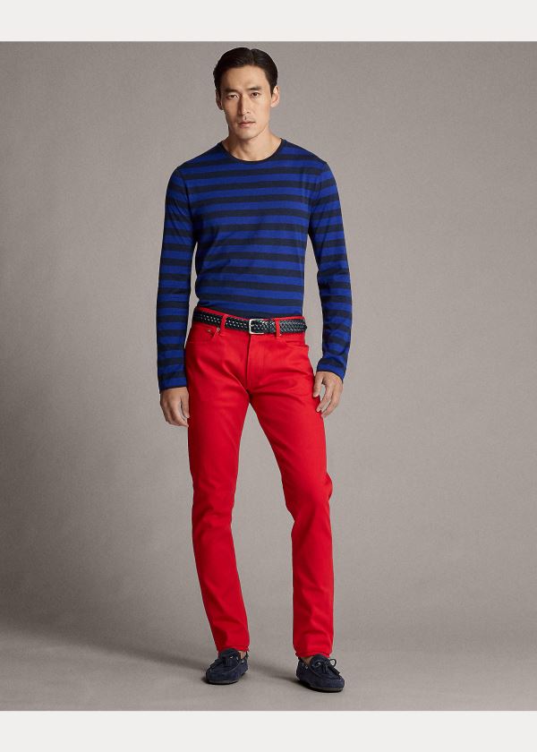 Jeansy Ralph Lauren Slim Fit Stretch Jean Męskie Czerwone | QXUW3074