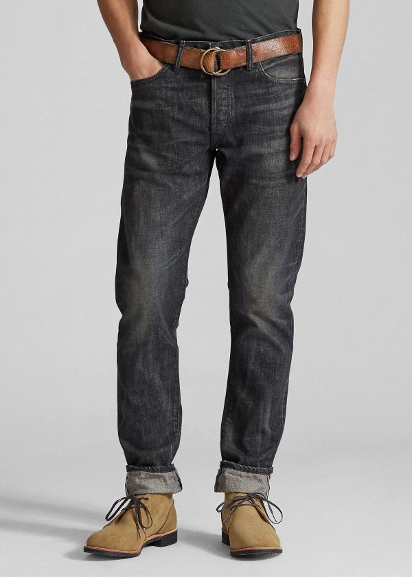 Jeansy Ralph Lauren Slim Narrow Selvedge Jean Męskie Czarne | LTJZ8354