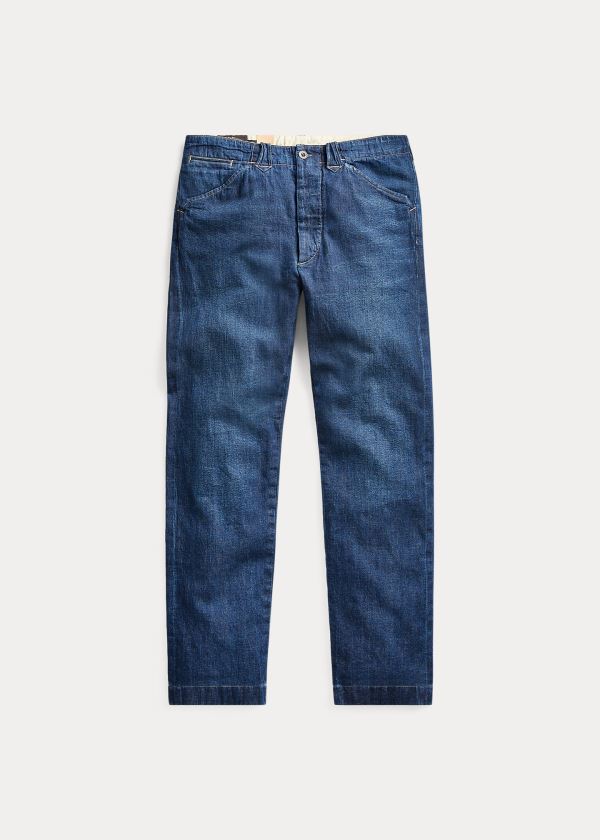 Jeansy Ralph Lauren Slim Straight Denim Pant Męskie Niebieskie | WVIZ1122