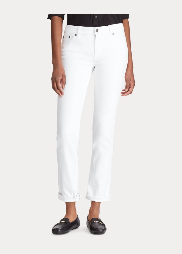 Jeansy Ralph Lauren Slimming Premier Straight Jean Damskie Białe | KDJE8019