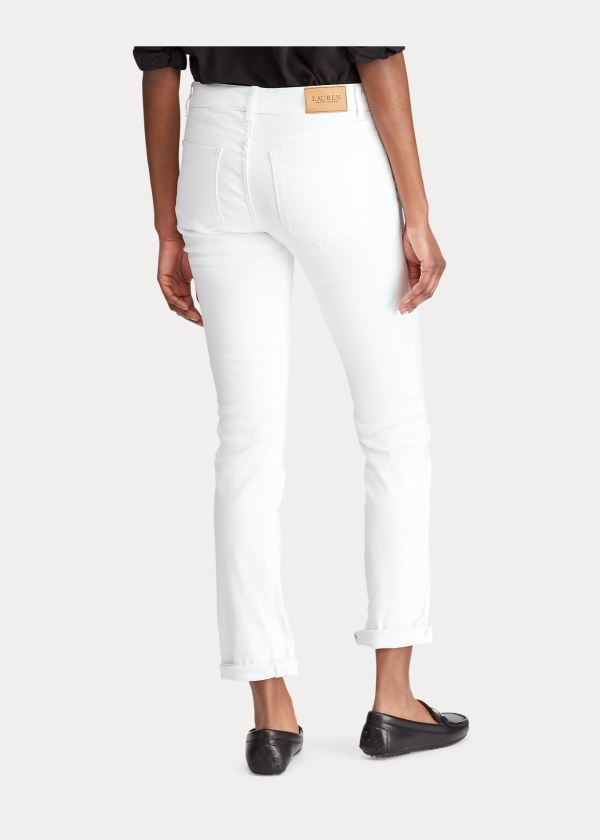 Jeansy Ralph Lauren Slimming Premier Straight Jean Damskie Białe | KDJE8019