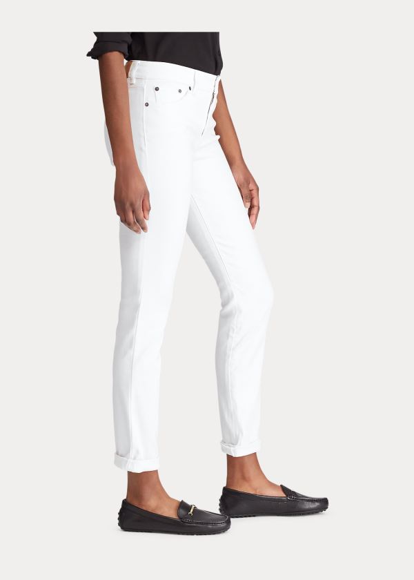 Jeansy Ralph Lauren Slimming Premier Straight Jean Damskie Białe | KDJE8019