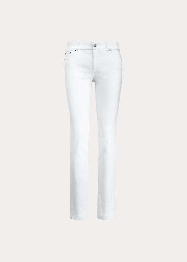 Jeansy Ralph Lauren Slimming Premier Straight Jean Damskie Białe | KDJE8019