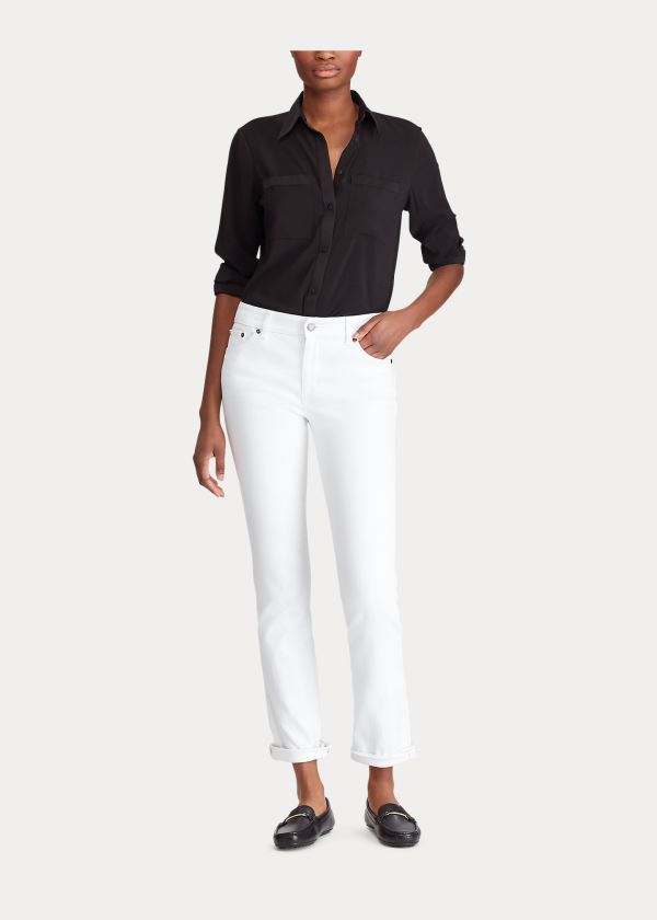 Jeansy Ralph Lauren Slimming Premier Straight Jean Damskie Białe | ARRB0698