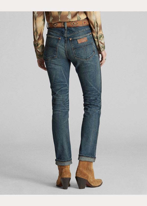 Jeansy Ralph Lauren Somerset Straight Stretch Jean Damskie Niebieskie Niebieskie | HRUU5226