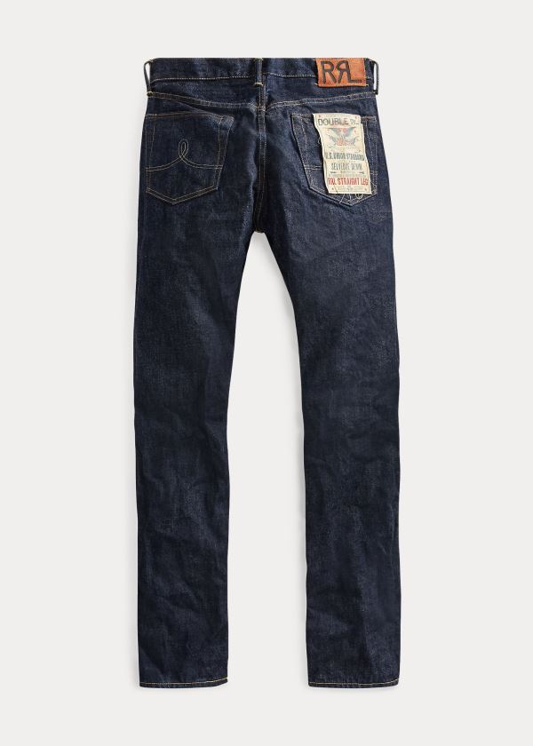 Jeansy Ralph Lauren Straight-Fit Once-Washed Denim Męskie Niebieskie Niebieskie | OSQN2787