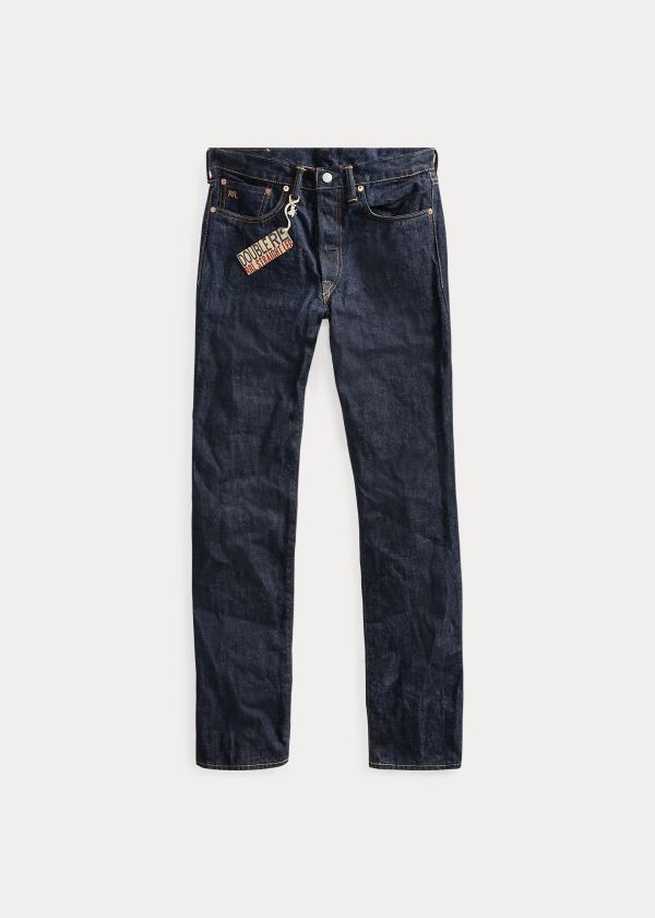 Jeansy Ralph Lauren Straight-Fit Once-Washed Denim Męskie Niebieskie Niebieskie | OSQN2787