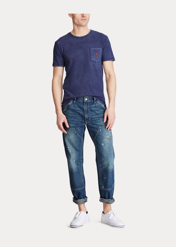 Jeansy Ralph Lauren Straight Fit Carpenter Jean Męskie Niebieskie | CVYF4175