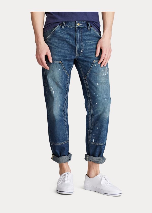 Jeansy Ralph Lauren Straight Fit Carpenter Jean Męskie Niebieskie | CVYF4175