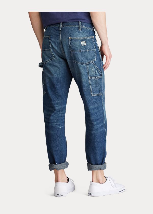 Jeansy Ralph Lauren Straight Fit Carpenter Jean Męskie Niebieskie | CVYF4175