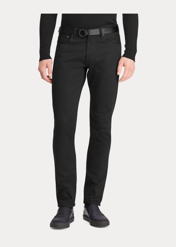 Jeansy Ralph Lauren Straight Fit Stretch Jean Męskie Czarne | NLFV3462