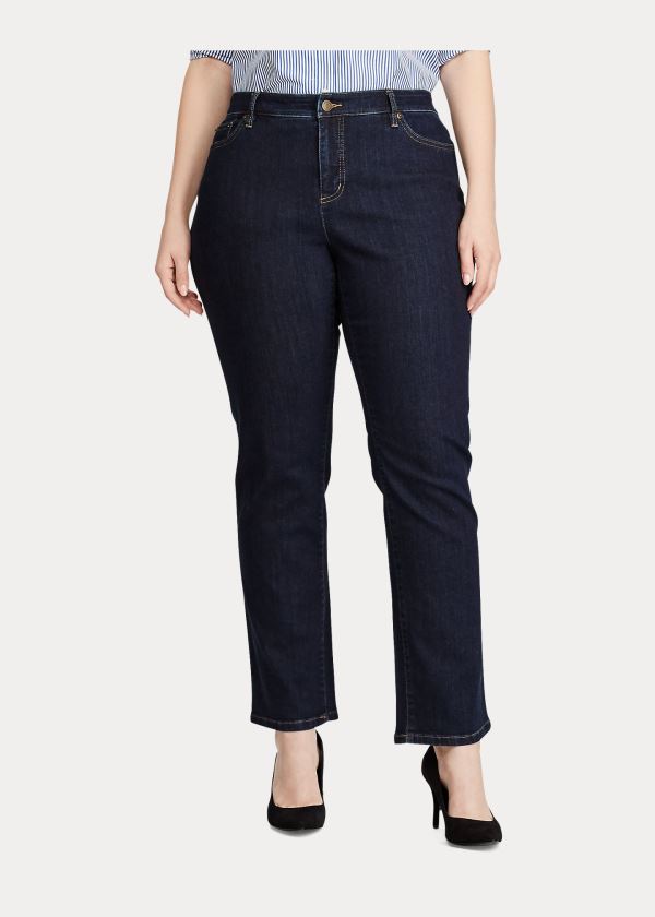 Jeansy Ralph Lauren Stretch Premier Straight Jean Damskie Granatowe | PSRF1209