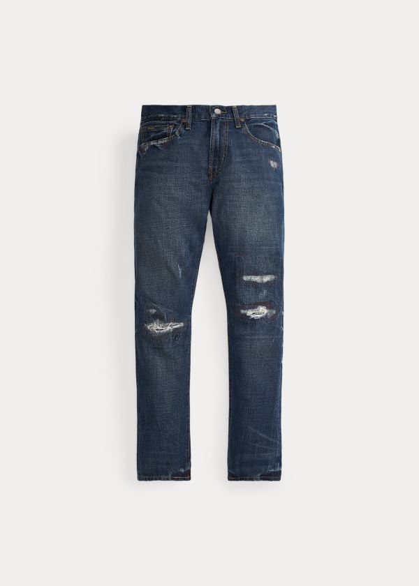 Jeansy Ralph Lauren Sullivan Slim Distressed Jean Męskie Niebieskie Niebieskie | XSSO3669