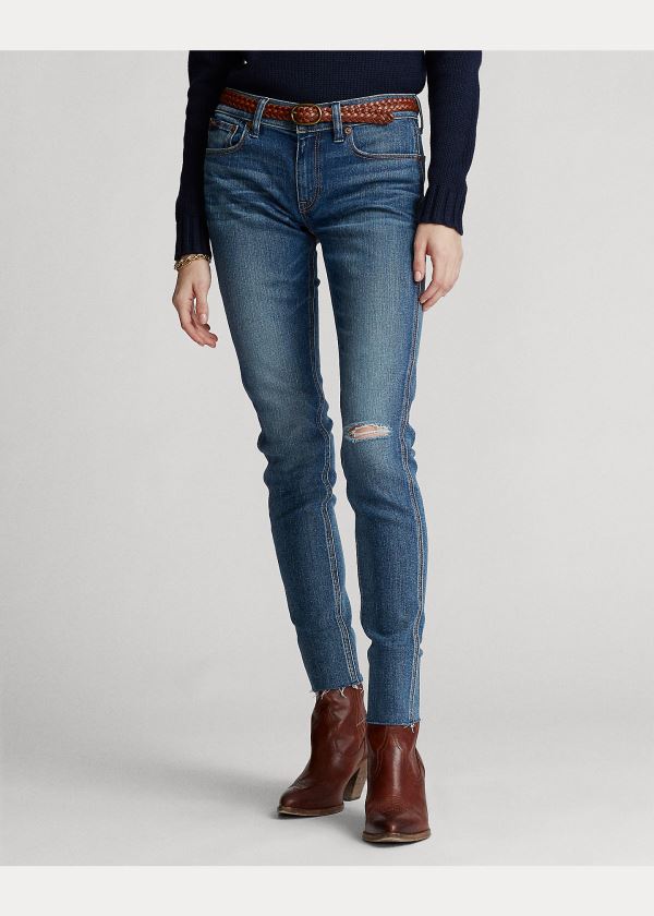 Jeansy Ralph Lauren Tompkins Skinny Crop Jean Damskie Indygo | ICOK2903