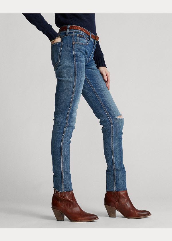 Jeansy Ralph Lauren Tompkins Skinny Crop Jean Damskie Indygo | ICOK2903