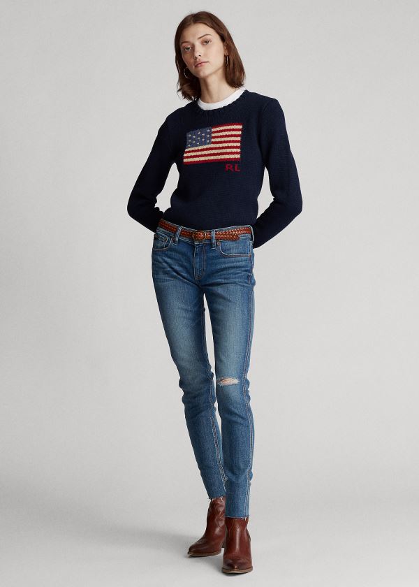 Jeansy Ralph Lauren Tompkins Skinny Crop Jean Damskie Indygo | ICOK2903