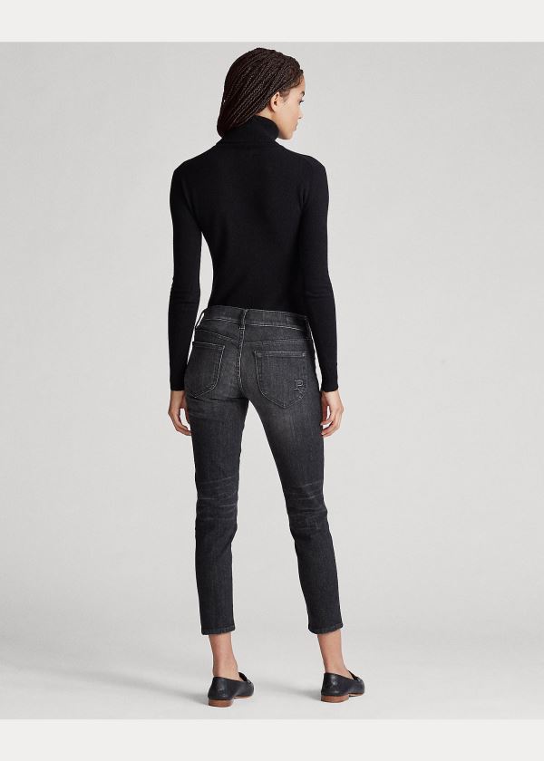 Jeansy Ralph Lauren Tompkins Skinny Crop Jean Damskie Niebieskie Czarne | DKEJ7614